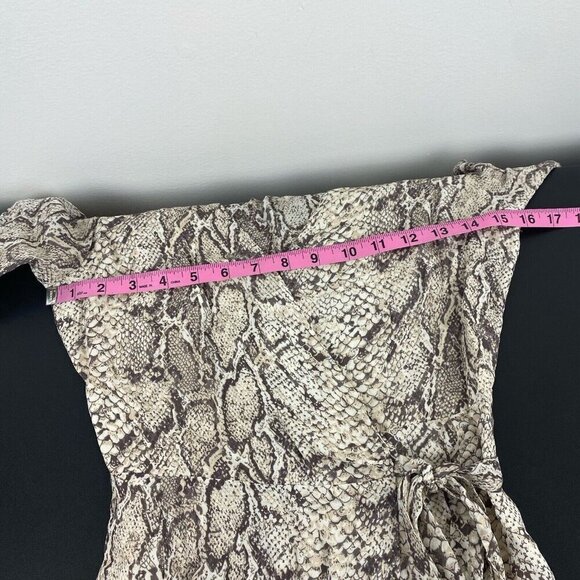 Reformation Women's Snakeskin Print Short Sleeve Wrap Dress Size XS Mini Monica - Picture 8 of 10